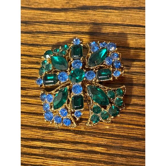 Vintage Topaz & Emerald Rhinestone Costume Jewelry Set - Picture 6 of 9